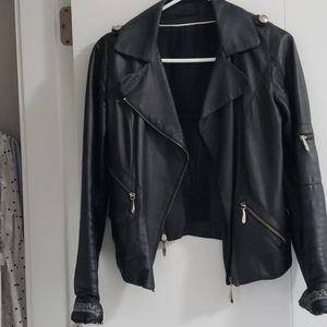 Genuine lamb leather motobike jacket for women